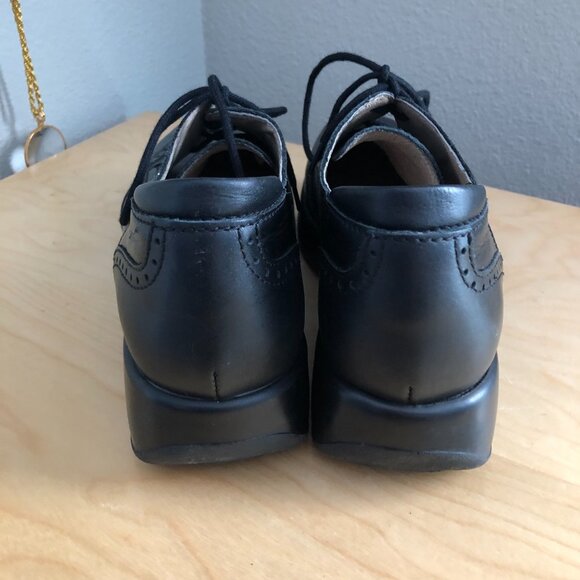 Dromedaris Hornbill Leather Lace Up Loafer Shoe Sz 39 Black Wingtip Comfort MINT - Picture 6 of 13